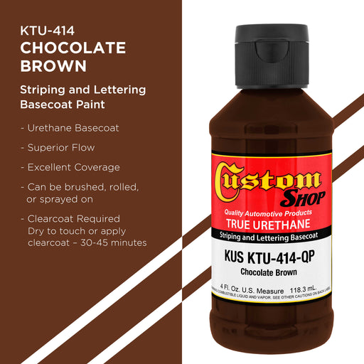 Chocolate Brown - True-U Pinstriping Urethane Basecoat Standard Colors, 1/4 Pint