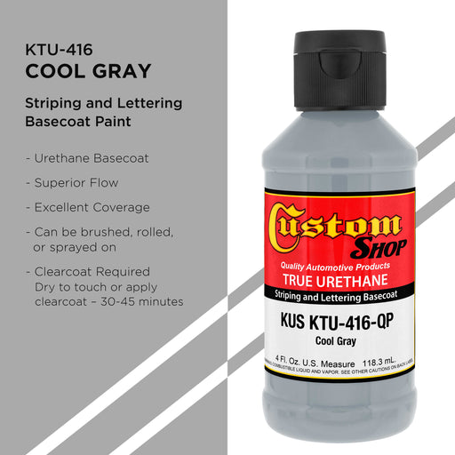 Cool Gray - True-U Pinstriping Urethane Basecoat Standard Colors, 1/4 Pint