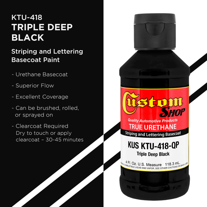 Triple Deep Black - True-U Pinstriping Urethane Basecoat Standard Colors, 1/4 Pint