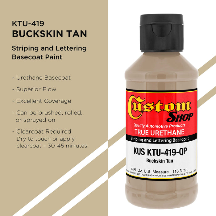 Buckskin Tan - True-U Pinstriping Urethane Basecoat Standard Colors, 1/4 Pint
