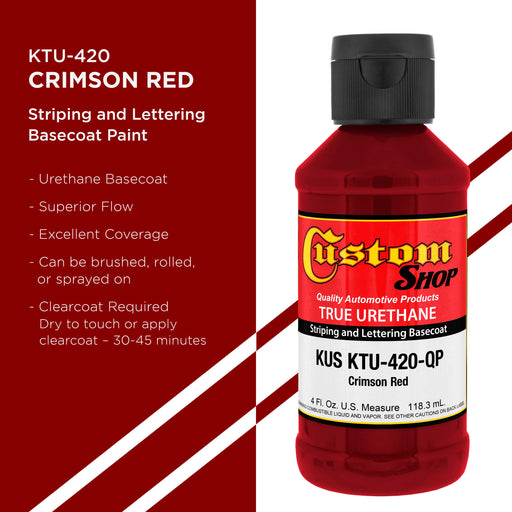 Crimson Red - True-U Pinstriping Urethane Basecoat Standard Colors, 1/4 Pint