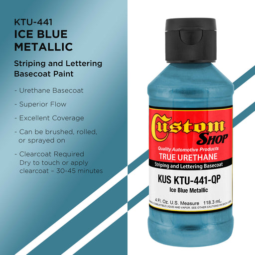 Ice Blue Metallic - True-U Pinstriping Urethane Basecoat Metallic Colors, 1/4 Pint