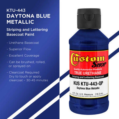 Daytona Blue Metallic - True-U Pinstriping Urethane Basecoat Metallic Colors, 1/4 Pint