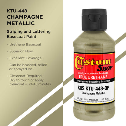 Champagne Metallic - True-U Pinstriping Urethane Basecoat Metallic Colors, 1/4 Pint
