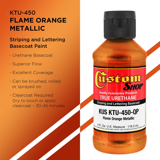 Flame Orange Metallic - True-U Pinstriping Urethane Basecoat Metallic Colors, 1/4 Pint