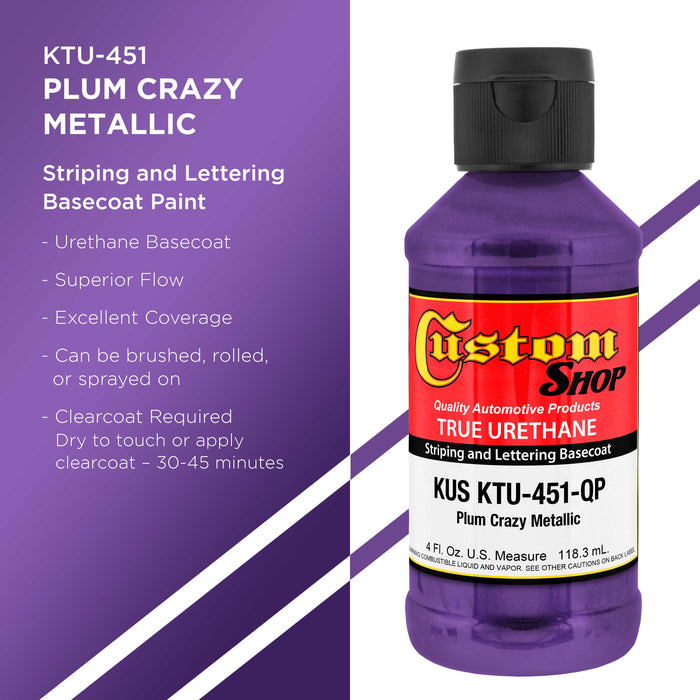 Plum Crazy Metallic - True-U Pinstriping Urethane Basecoat Metallic Colors, 1/4 Pint