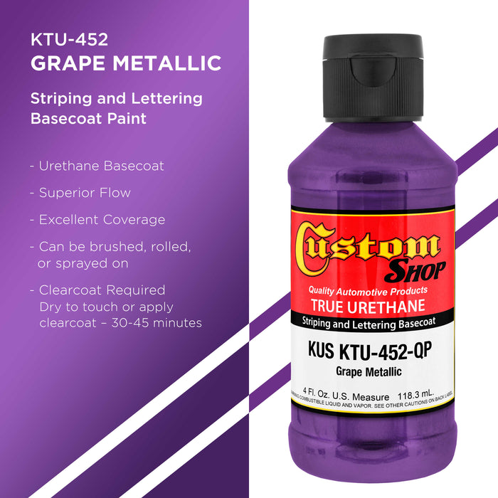 Grape Metallic - True-U Pinstriping Urethane Basecoat Metallic Colors, 1/4 Pint