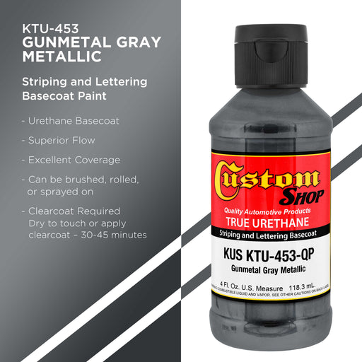 Gunmetal Gray Metallic - True-U Pinstriping Urethane Basecoat Metallic Colors, 1/4 Pint