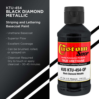 Black Diamond Metallic - True-U Pinstriping Urethane Basecoat Metallic Colors, 1/4 Pint