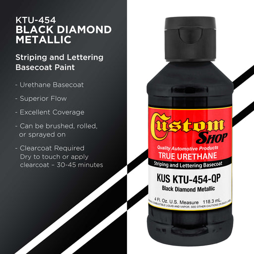Black Diamond Metallic - True-U Pinstriping Urethane Basecoat Metallic Colors, 1/4 Pint