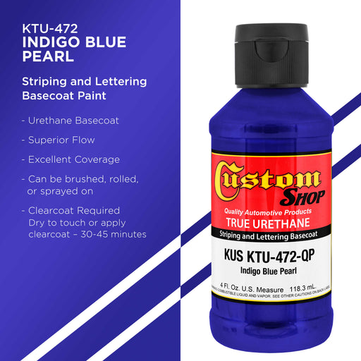 Indigo Blue Pearl - True-U Pinstriping Urethane Basecoat Pearl Colors, 1/4 Pint
