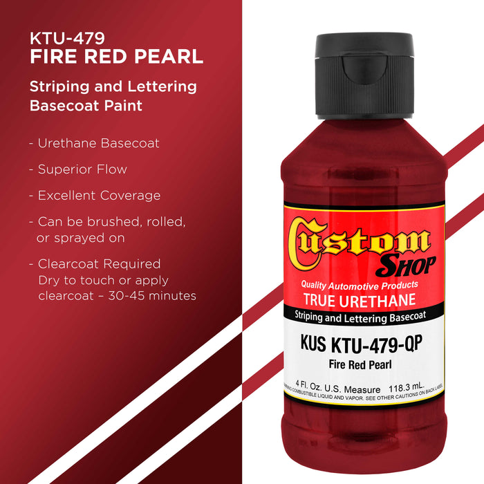 Fire Red Pearl - True-U Pinstriping Urethane Basecoat Pearl Colors, 1/4 Pint