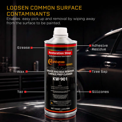 Restoration / KW901 - Automotive Grease and Wax Remover Surface Prep Cleaner for before Auto Painting & all Painting Projects (Quart)