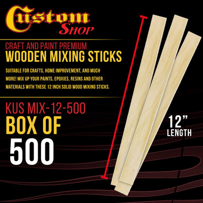 Craft and Paint Sticks - (Pack of 500 Sticks) 12" Inch Premium Grade Wood Stirrers/Paddles - Use for Wood Crafts -to Mix Epoxy Resin or Paint -Garden