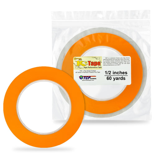 1/2 in. x 60 yd K-Tape Poly Series Fineline Tape, Orange (1 Roll)