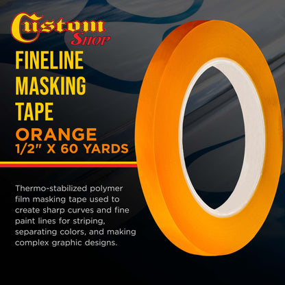 1/2 in. x 60 yd K-Tape Poly Series Fineline Tape, Orange (1 Roll)