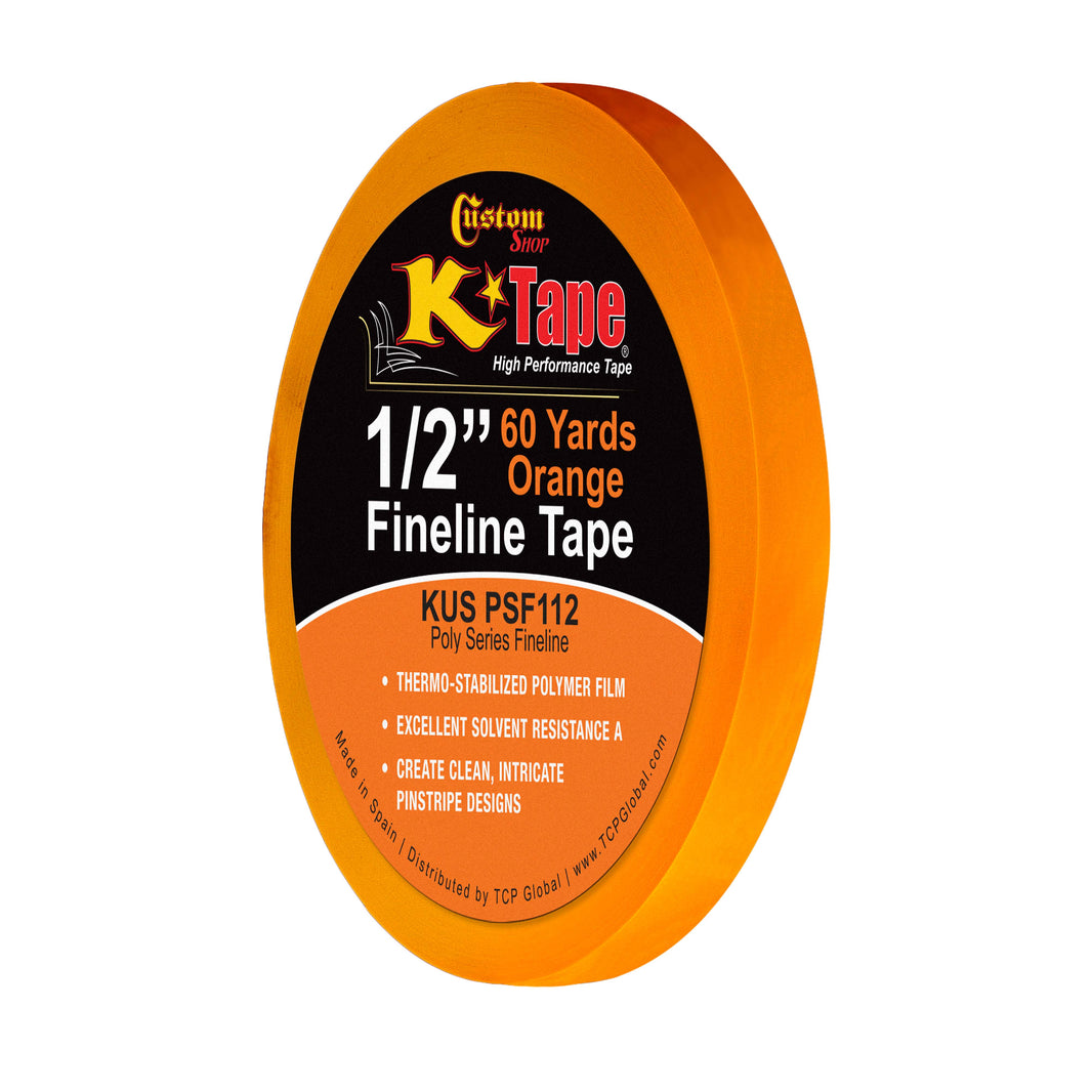 1/2 in. x 60 yd K-Tape Poly Series Fineline Tape, Orange (1 Roll)