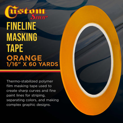 1/16 in. x 60 yd K-Tape Poly Series Fineline Tape, Orange (1 Roll)