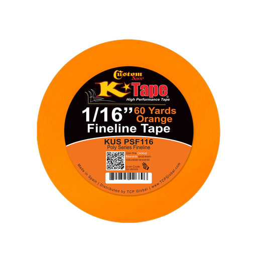 1/16 in. x 60 yd K-Tape Poly Series Fineline Tape, Orange (1 Roll)