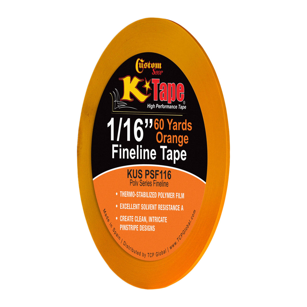 1/16 in. x 60 yd K-Tape Poly Series Fineline Tape, Orange (1 Roll)