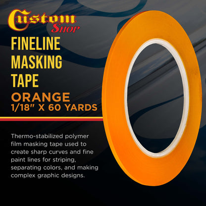 1/8 in. x 60 yd K-Tape Poly Series Fineline Tape, Orange (1 Roll)
