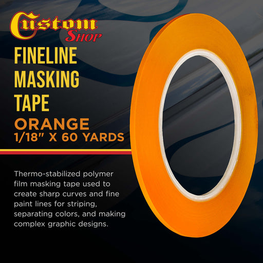 1/8 in. x 60 yd K-Tape Poly Series Fineline Tape, Orange (1 Roll)