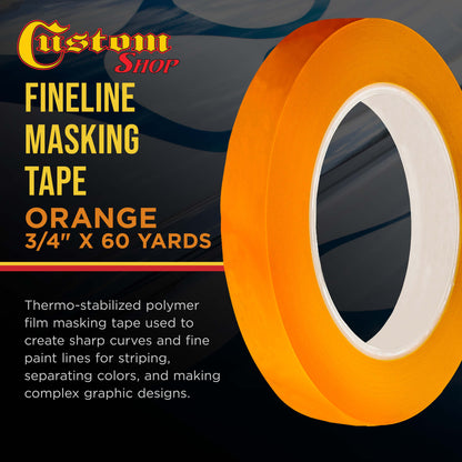 3/4 in. x 60 yd K-Tape Poly Series Fineline Tape, Orange (1 Roll)
