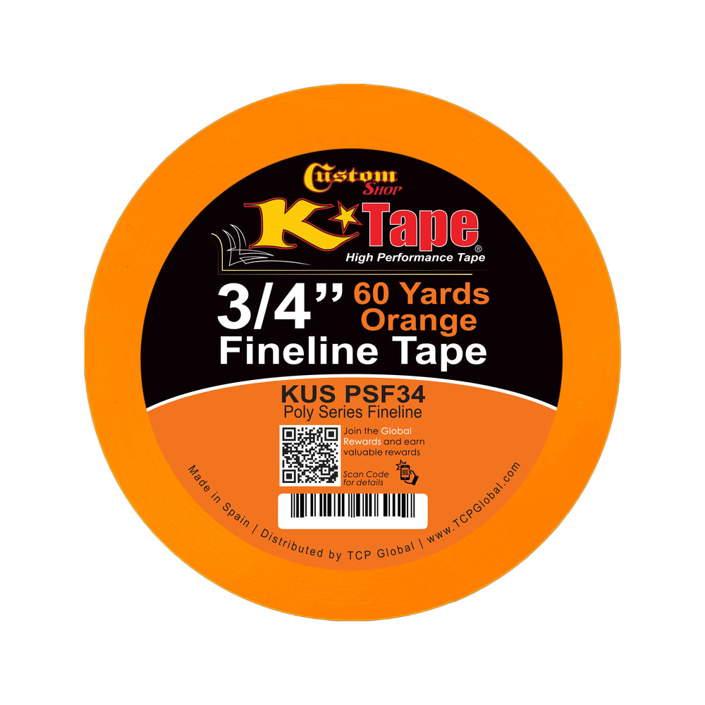 3/4 in. x 60 yd K-Tape Poly Series Fineline Tape, Orange (1 Roll)