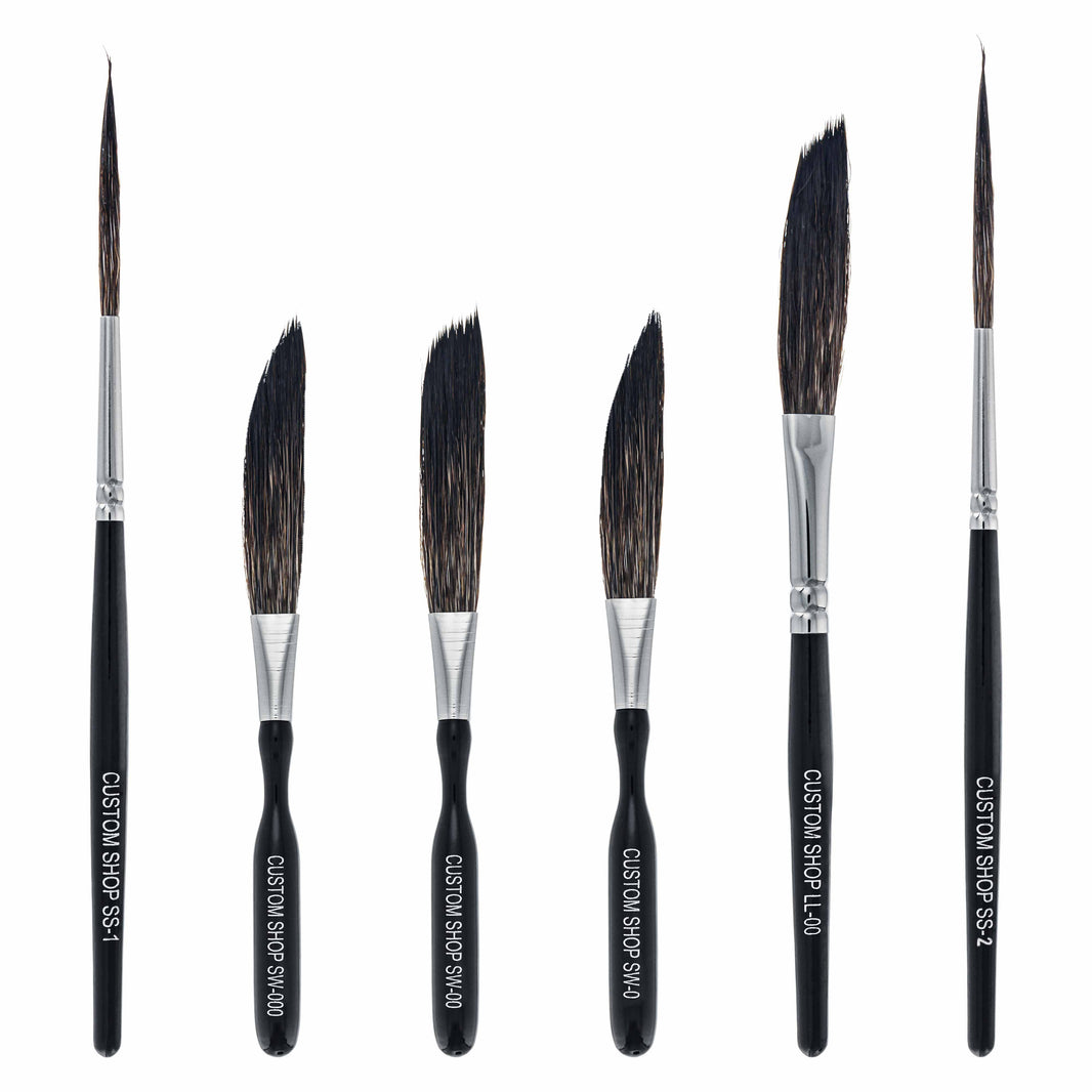 Pinstripe Brush Master Set (Sword #0, #00, #000, Scroll #1 & #2, Long Liner #00)