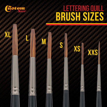 Set of 6 Lettering Quill Brushes for Sign Painting, Sizes XL, LG, MED, SM, XSM, XXSM, Brush Blend Squirrel Taklon Hair, Paint Pinstriping