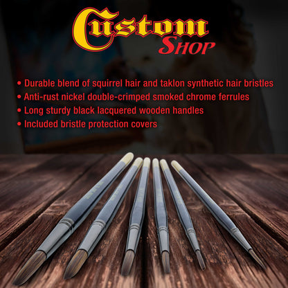 Set of 6 Lettering Quill Brushes for Sign Painting, Sizes XL, LG, MED, SM, XSM, XXSM, Brush Blend Squirrel Taklon Hair, Paint Pinstriping