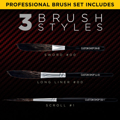 Starter Pinstripe Brush Kit (Sword #00, Scroll #1 & Long Liner - #00)