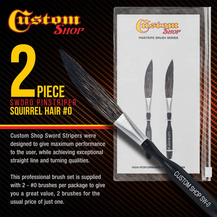 Custom Shop SW-0 Sword Pinstriper #0 - 2" Squirrel Hair (Pack of 2)