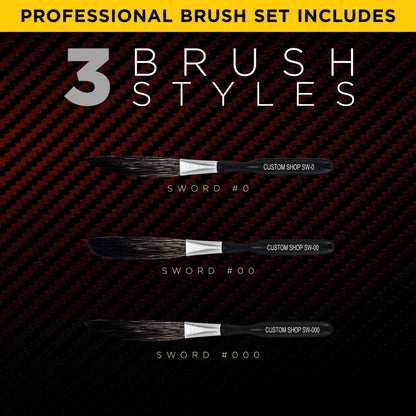 Sword Pinstripe Brush 3 Size Kit (0, 00, 000)