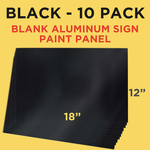 Custom Shop 10 Black Aluminum Sign Blank Panels, 12" x 18", 0.040 Thick - Auto Paint, Pinstripe, Airbrush, Vinyl Graphics, Stenciling, Art Hobby Craft
