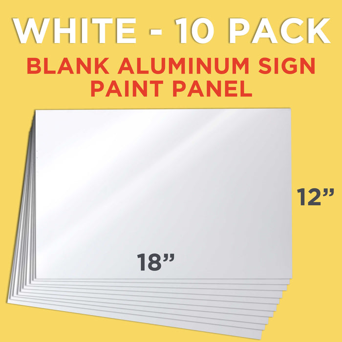 Custom Shop 10 White Aluminum Sign Blank Panels, 12" x 18", 0.040 Thick - Auto Paint, Pinstripe, Airbrush, Vinyl Graphics, Stenciling, Art Hobby Craft