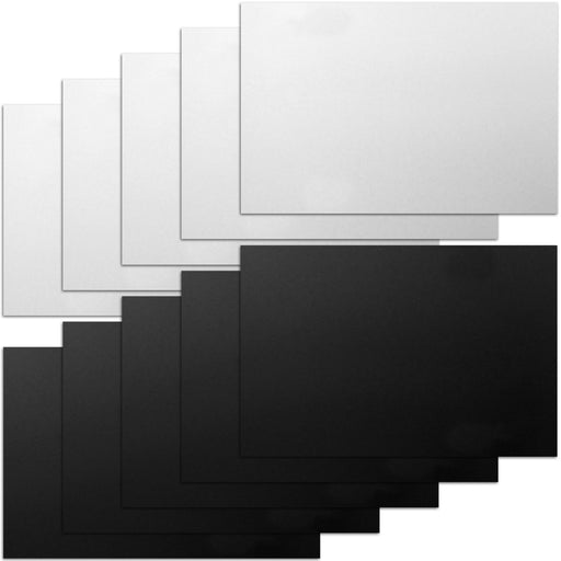 Custom Shop 12" x 18"Aluminum Sign Blank Panels, 10-Pack, 5 White, 5 Black - 0.040 Thick - Auto Paint, Pinstripe, Airbrush, Vinyl, Art, Hobby, Craft