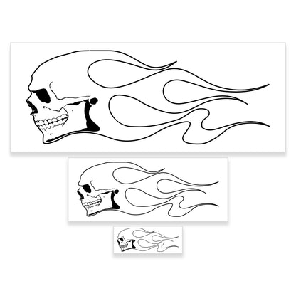 Airbrush Skull Fire Flame Stencil Set (Skull Design #1 in 3 Scale Sizes) - Laser Cut Reusable Templates