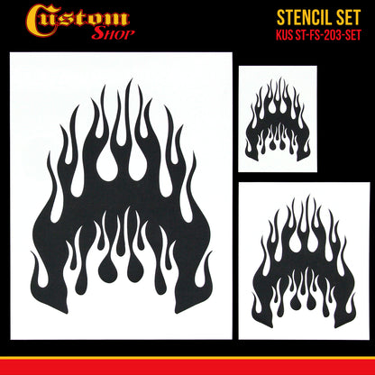 Airbrush Flame Licks Stencil Set (Flame Licks Design #1 in 3 Scale Sizes) - Laser Cut Reusable Templates