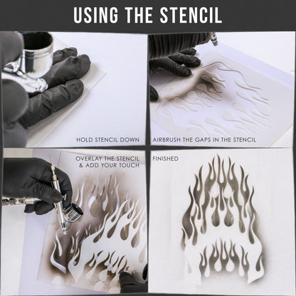 Airbrush Flame Licks Stencil Set (Flame Licks Design #1 in 3 Scale Sizes) - Laser Cut Reusable Templates