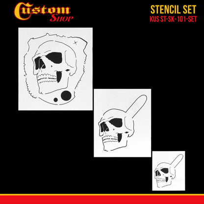Airbrush Stencil Skull Design Set #1 (3 Different Scale Sizes) - 3 Laser Cut Reusable Templates