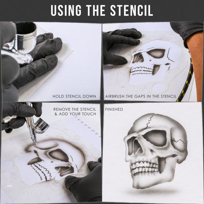 Airbrush Stencil Skull Design Set #1 (3 Different Scale Sizes) - 3 Laser Cut Reusable Templates