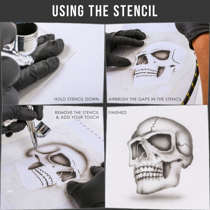 Custom Shop Airbrush Stencil Skull Design Set #1 (3 Different Scale Sizes) - 3 Laser Cut Reusable Templates