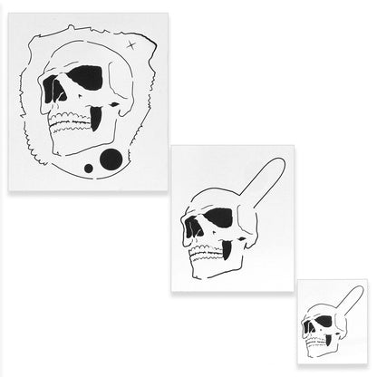 Airbrush Stencil Skull Design Set #1 (3 Different Scale Sizes) - 3 Laser Cut Reusable Templates