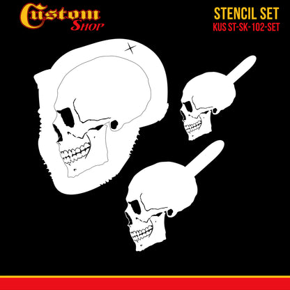 Airbrush Stencil Skull Design Set #2 (3 Different Scale Sizes) - 3 Laser Cut Reusable Templates