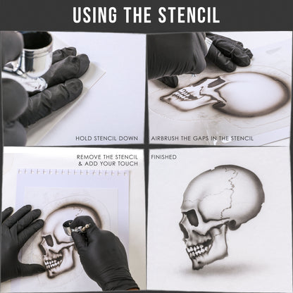 Airbrush Stencil Skull Design Set #2 (3 Different Scale Sizes) - 3 Laser Cut Reusable Templates