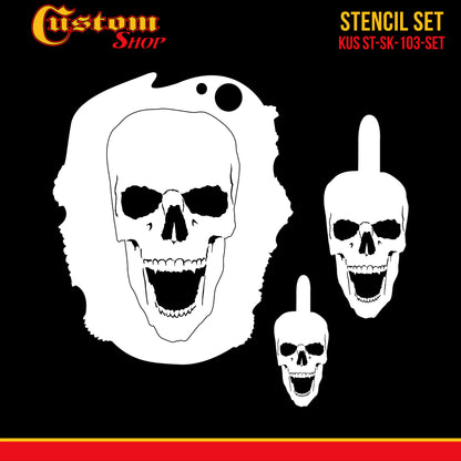 Airbrush Stencil Skull Design Set #3 (3 Different Scale Sizes) - 3 Laser Cut Reusable Templates