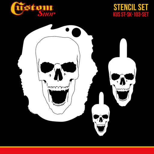 Custom Shop Airbrush Stencil Skull Design Set #3 (3 Different Scale Sizes) - 3 Laser Cut Reusable Templates