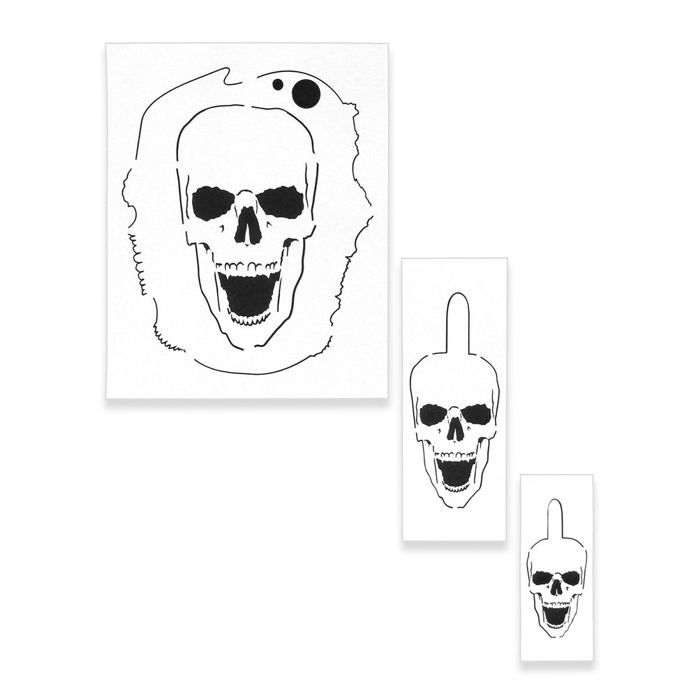 Custom Shop Airbrush Stencil Skull Design Set #3 (3 Different Scale Sizes) - 3 Laser Cut Reusable Templates