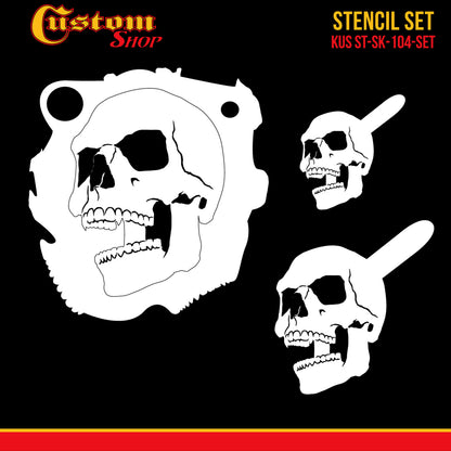 Airbrush Stencil Skull Design Set #4 (3 Different Scale Sizes) - 3 Laser Cut Reusable Templates